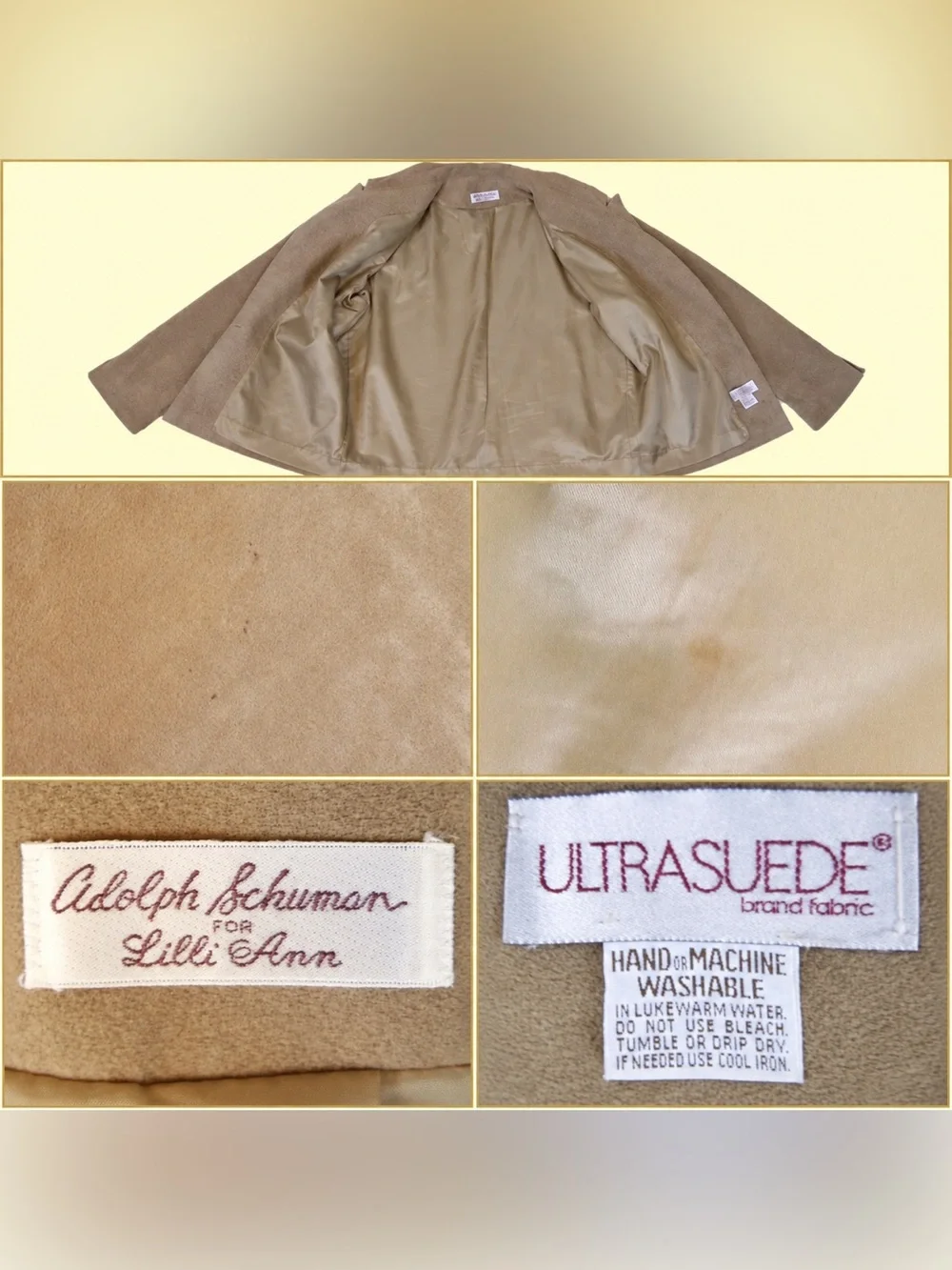 Vintage Adolph Schuman Lilli Ann Ultrasuede Blazer Skirt Set